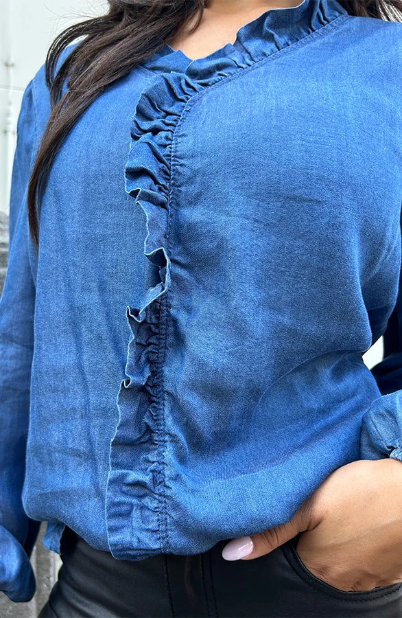 Van Elsen | Elina Ruffle Denim Blouse