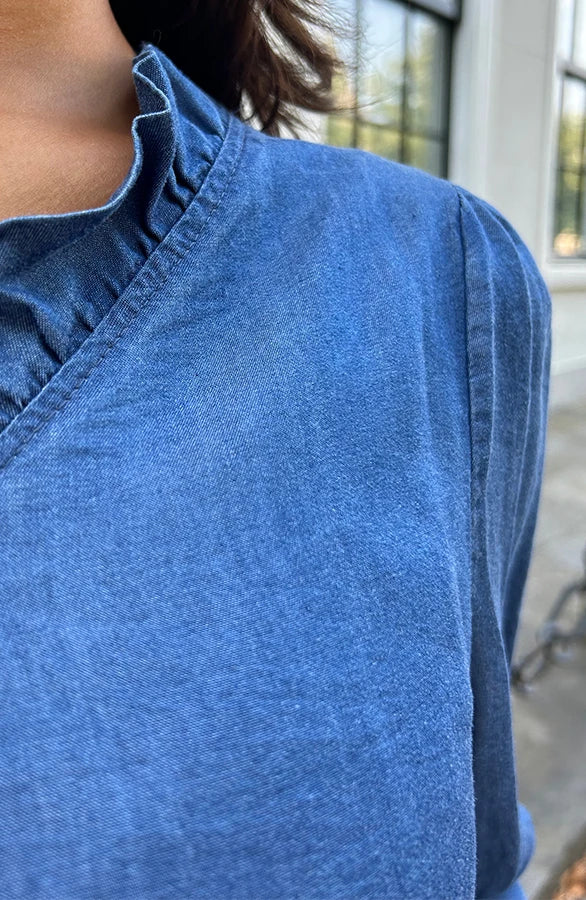 Van Elsen | Elina Ruffle Denim Blouse